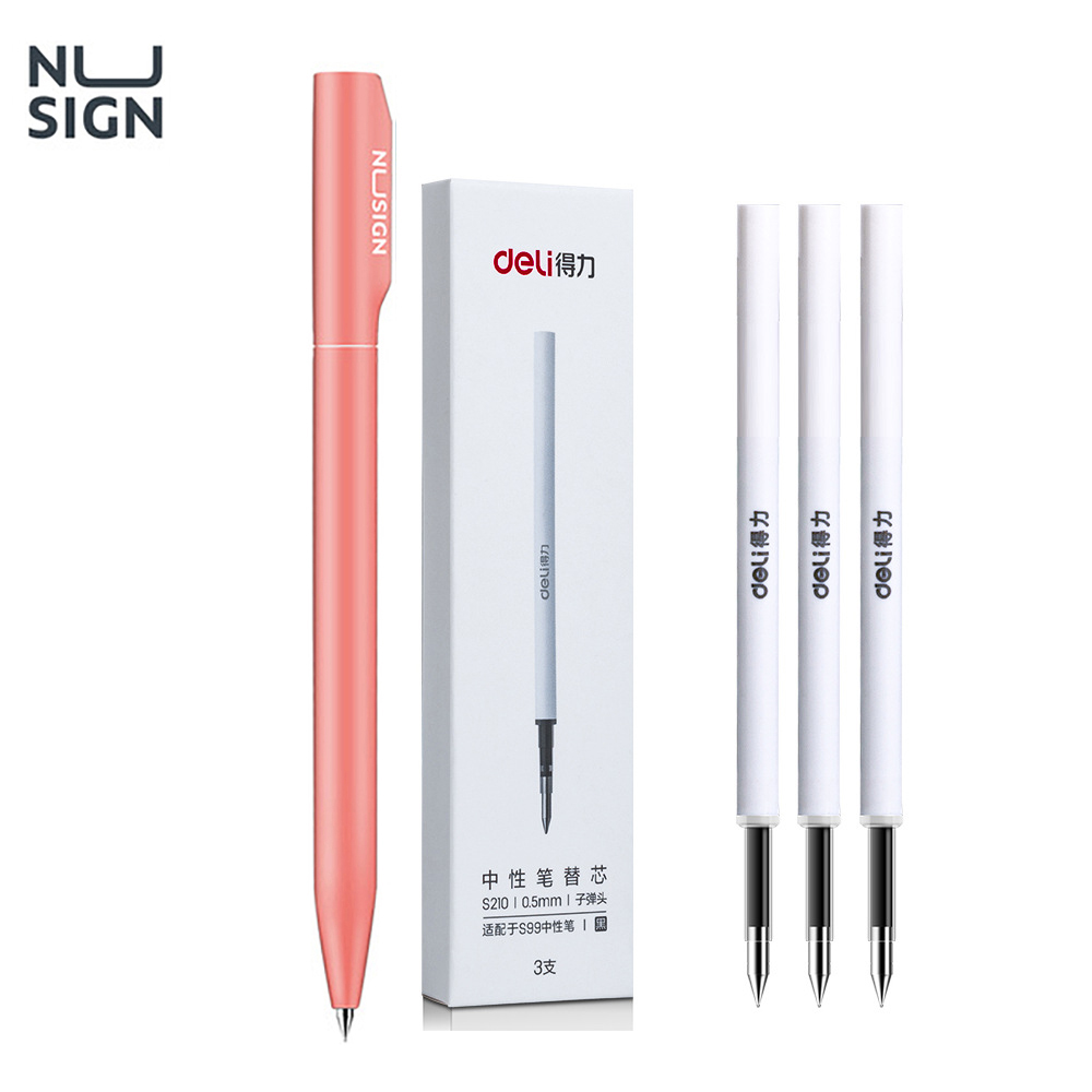 NUSIGN Gel Pen 0.5MM Refill for Xiaomi Sign Pens Colorful Neutral Pens Rotary Switch Smooth Writing Pen For Office Home School: WHITE