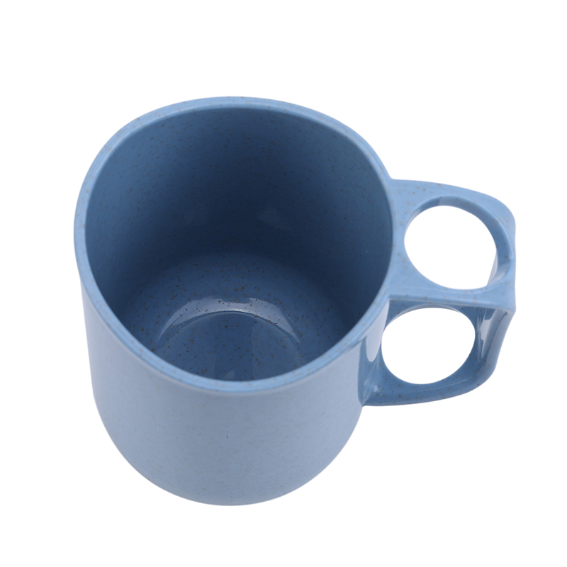 1PC Wheat Straw Tea Coffee Cup Toothbrush Holder Cup With Handle Bathroom Wash Organizer Portable Travel Drinking Cup