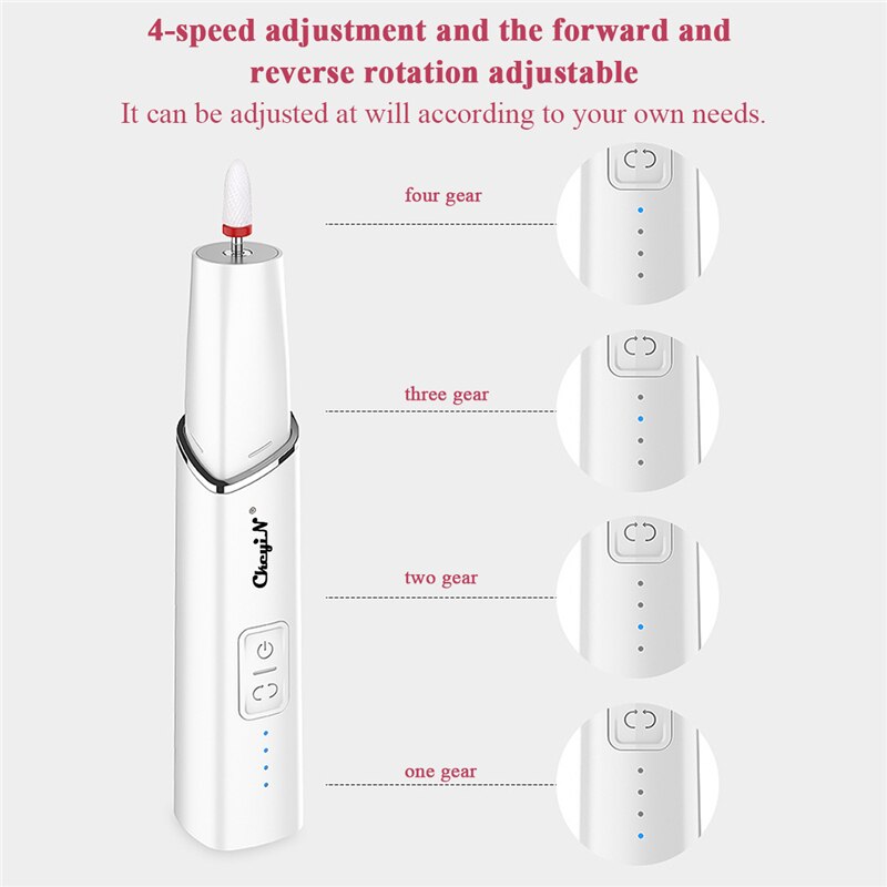 CkeyiN Portable Electric Nail Drill Machine USB Charging Pedicure Manicure Drill Set Nail File 20000RPM Polishing Equipment