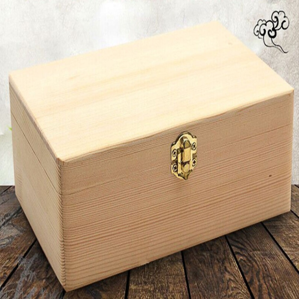 Thuis Opbergdoos Natuurlijk Houten Met Deksel Gouden Slot Briefkaart Organizer Handgemaakte Ambachtelijke Sieraden Case Houten Doos Kist NIEUW