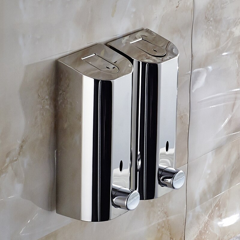 Bathroom Hand Soap Set Dispenser Chrome Stainless Steel Luquid Soap Saver Shampoo Dispenser Wall Mounted Detergent Dispensers