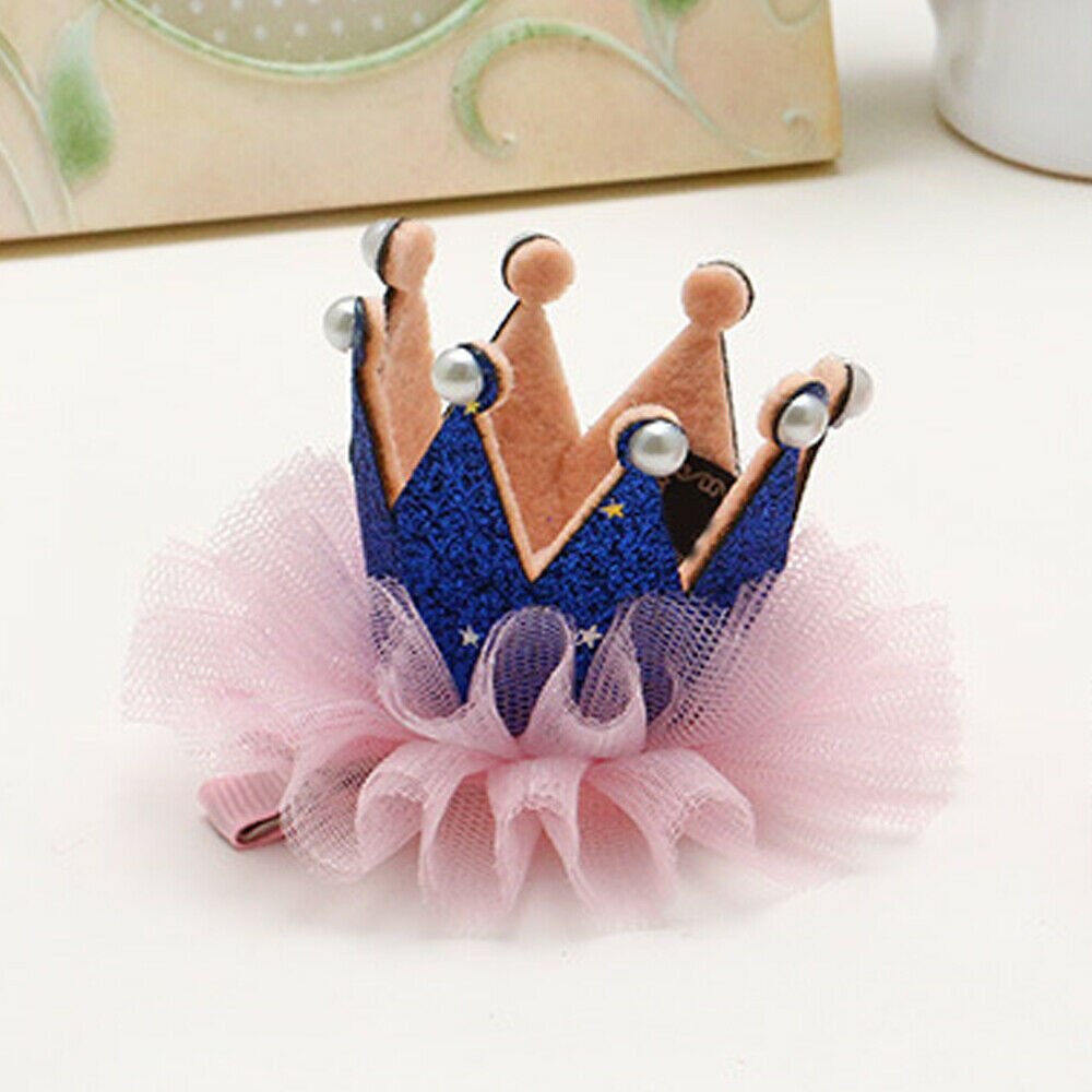 Princess Floral Tiara Pearl Hairband Wedding Crown Toddler Baby Kids Girls Head Band Party Costume: Royal Blue