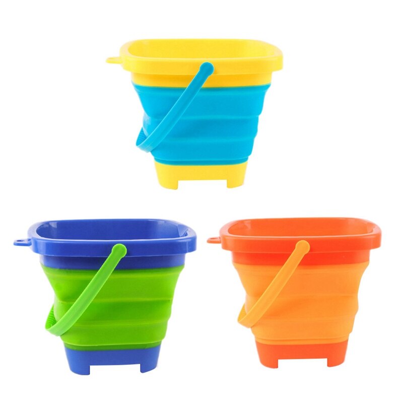 3PCS Foldable Bucket Foldable Pail Bucket Sand Buckets Silicone Collapsible Bucket for Kids Beach Play Camping 2L: Default Title