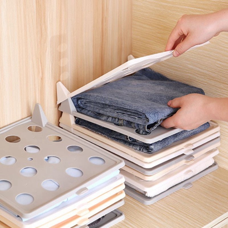 10PCS T Shirt Folder Board Lazy Folding Clothes Organizer Wardrobe Clothes Dividers Easy Tray Folding Board Plastic Storage Rack