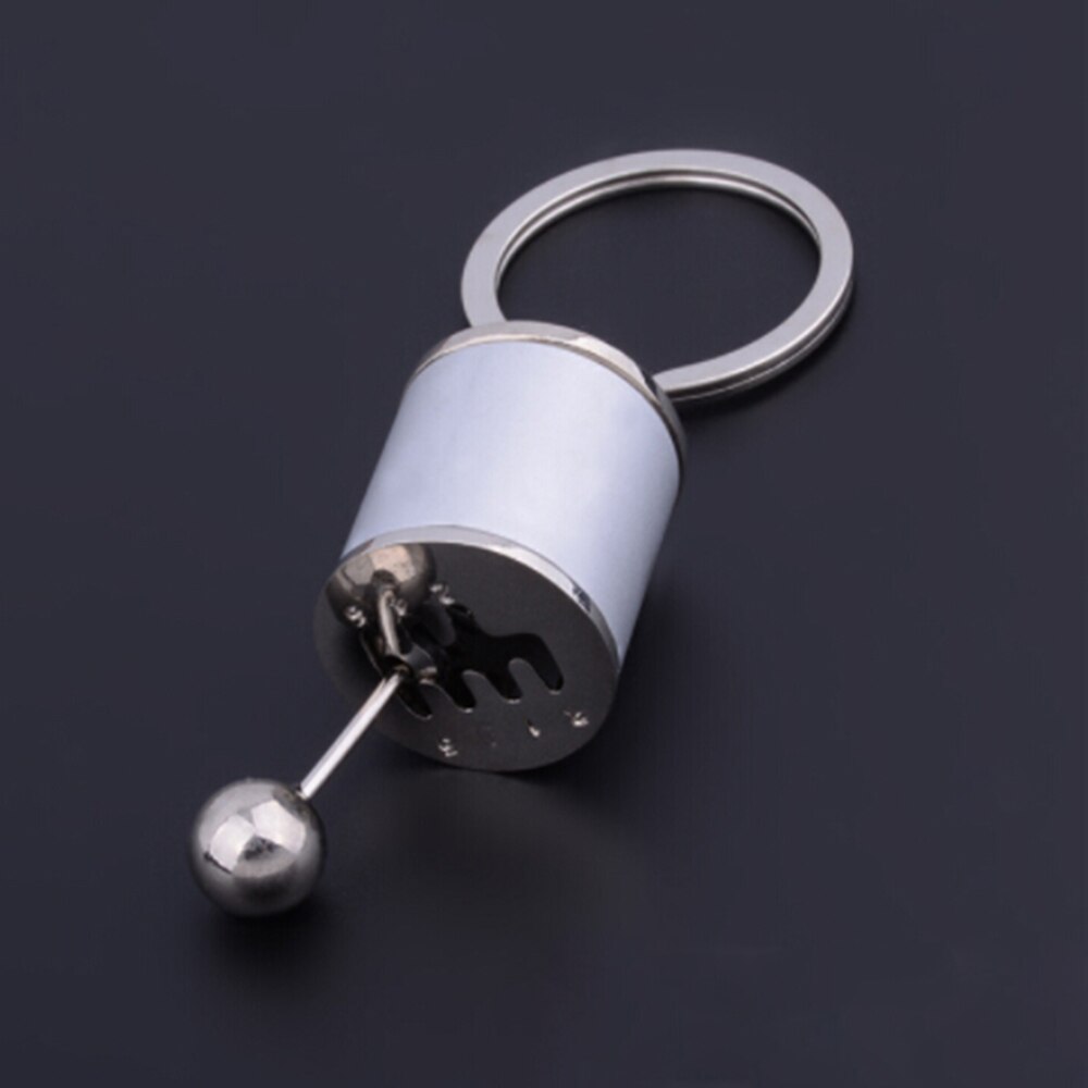 Bil nøglering ring trinket 6- trins gear gear monteringshåndtag nøglering skifte racing tuning mini model biltilbehør: Sølv