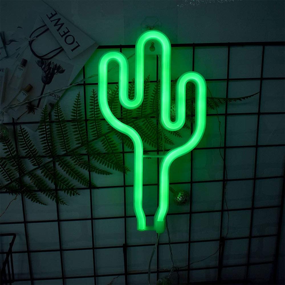Vihreä kaktus neon valokyltit led koristeet valot akku- ja usb-käyttöiset kaktuslamput neonkyltit syttyvät lastenhuone makuuhuone