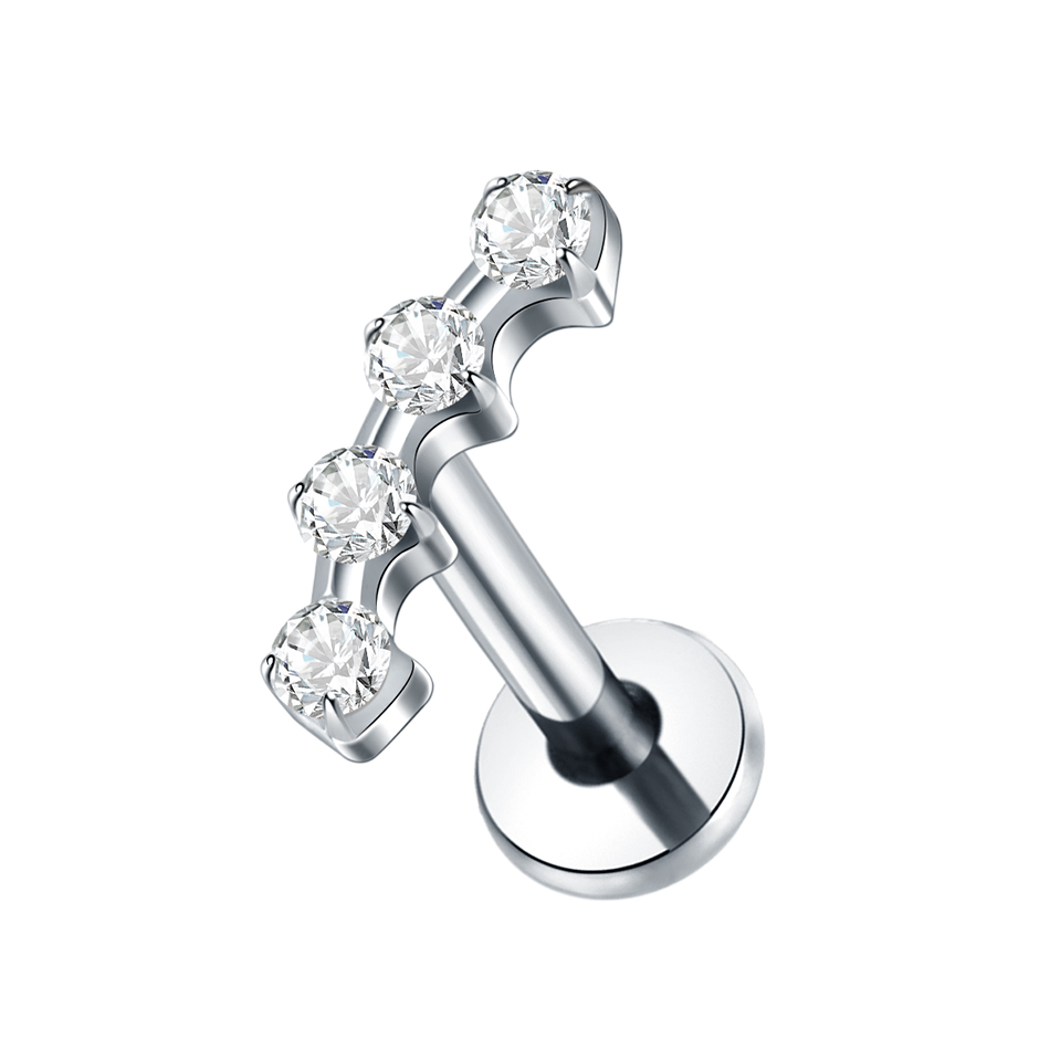 1 pieza de Piercings de titanio para las orejas, Cráneo, murciélago, mariquita, pendiente con forma de corazón, Labret, labio, cartílago, Tragus, hélice, joyería para el cuerpo: Chapado en zinc azul