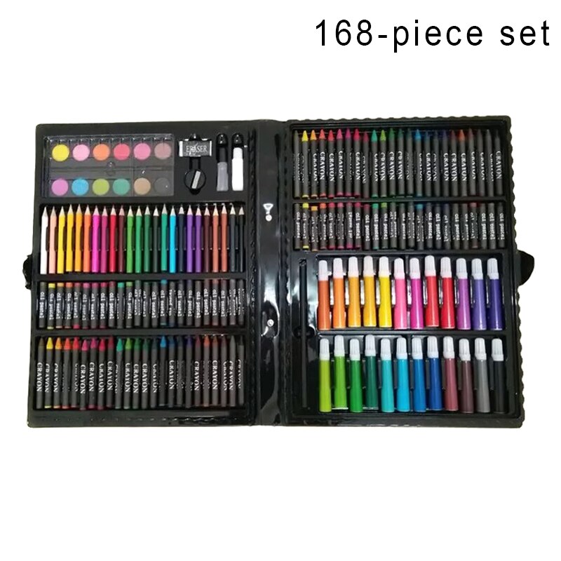 Juego de lápices de colores portátil para niños y principiantes, caja de arte para dibujar y pintar, DU55, 1 Set: 168