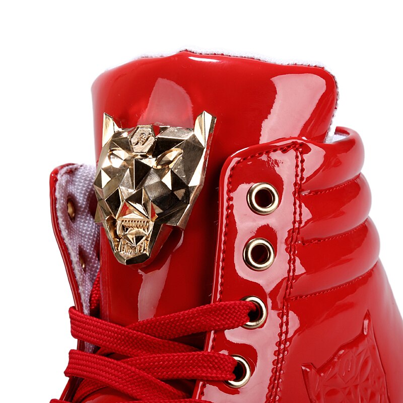 Seje mænd high top mænd guld glitter krasovki sneakers bling platform flats sko mand blank vulkaniseret leopard hoved sko