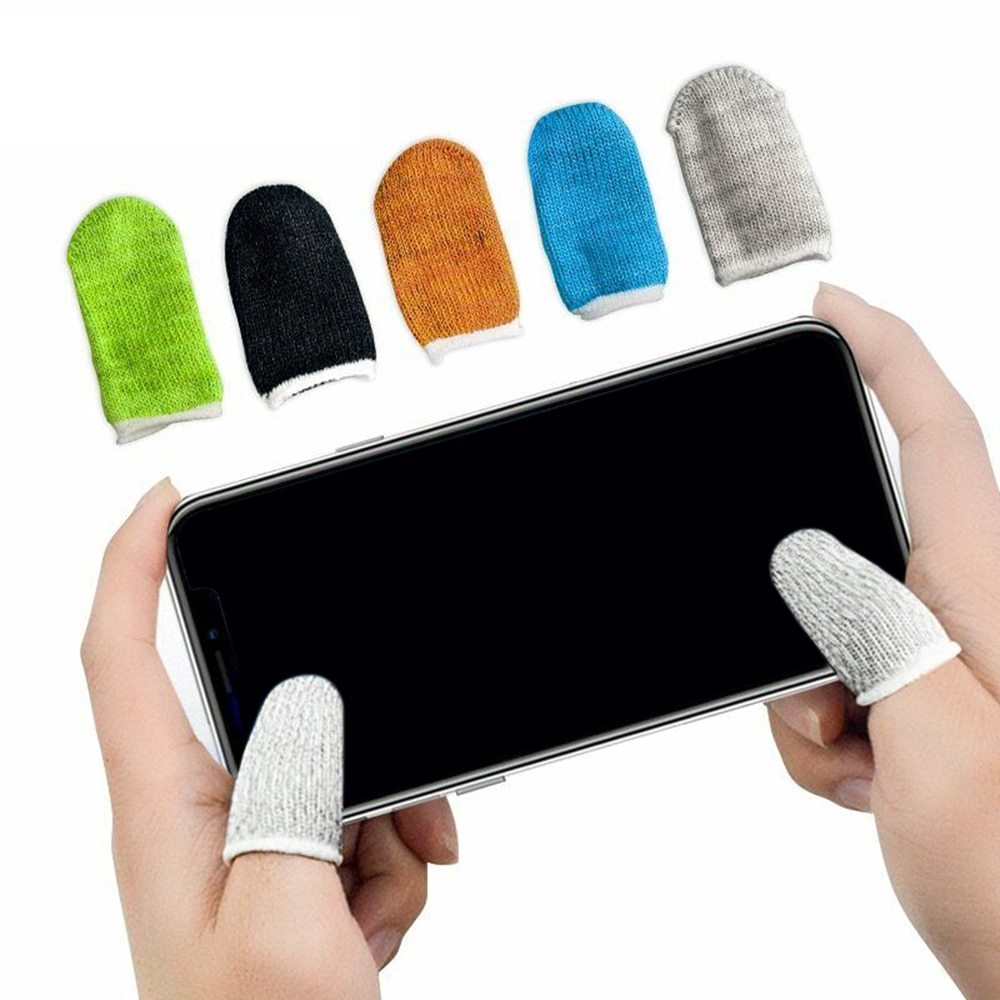 Funda de nailon para control de juegos, protector de dedos transpirable, resistente al sudor, para dedos, antiarañazos, sensible al tacto para Móvil, 1 par