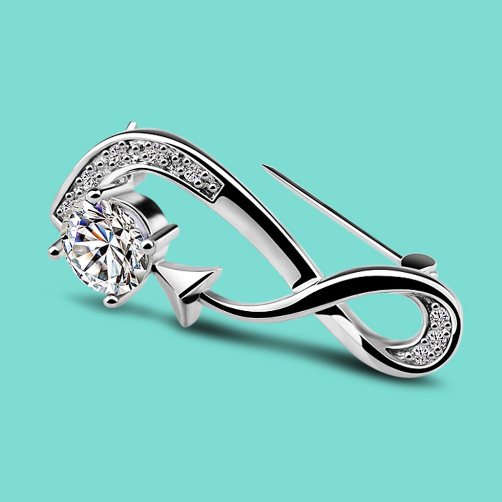 Ol Stijl 925 Sterling Zilveren Broche Voor Vrouw-Populaire Zilveren Sieraden Witte Zirkonia Hanger Broche Valentijnsdag