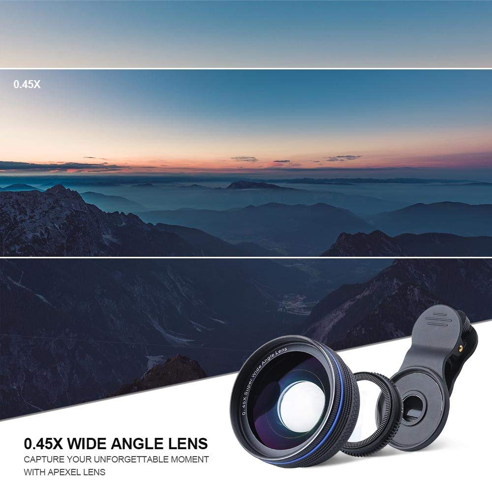 Mobile Phone Lenses Kit 18X Telephoto Lens Wide Angle Lens Macro Lens with Clip and Tripod for iPhone Samsung Huawei Smart Phone