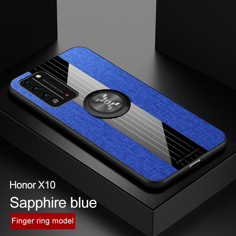 For Honor 10X Lite Case Fabric Cloth Finger Ring Holder Soft Silicone Back Cover For Huawei Honor 30i Fundas: For Honor 30i / Blue