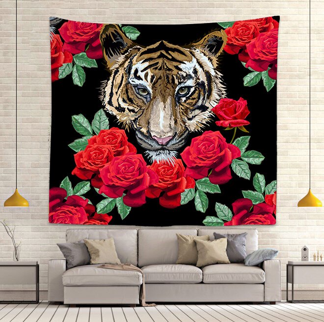 Simsant blomster tiger gobelin englevinger mandala kunst væghængende gobeliner til stue soveværelse hjem dorm indretning: Gt2 tsils 387
