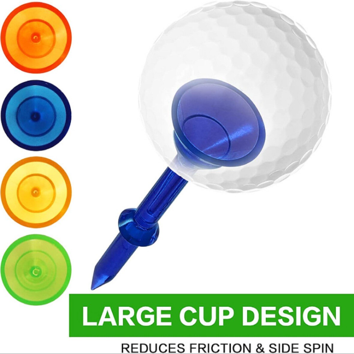 50Pcs Upgrade Big Cup Golf Tees 3-1/4" Unbreakable Plastic Golf Tee Reduce Friction &amp; Side Spin Reusable For