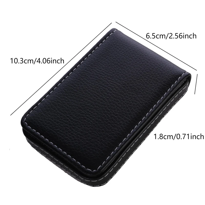 Business Card Holder Purse, Vertical Version PU Leather Card Case Wallet Pocket Business Name Card Holder with Magnetic Shut