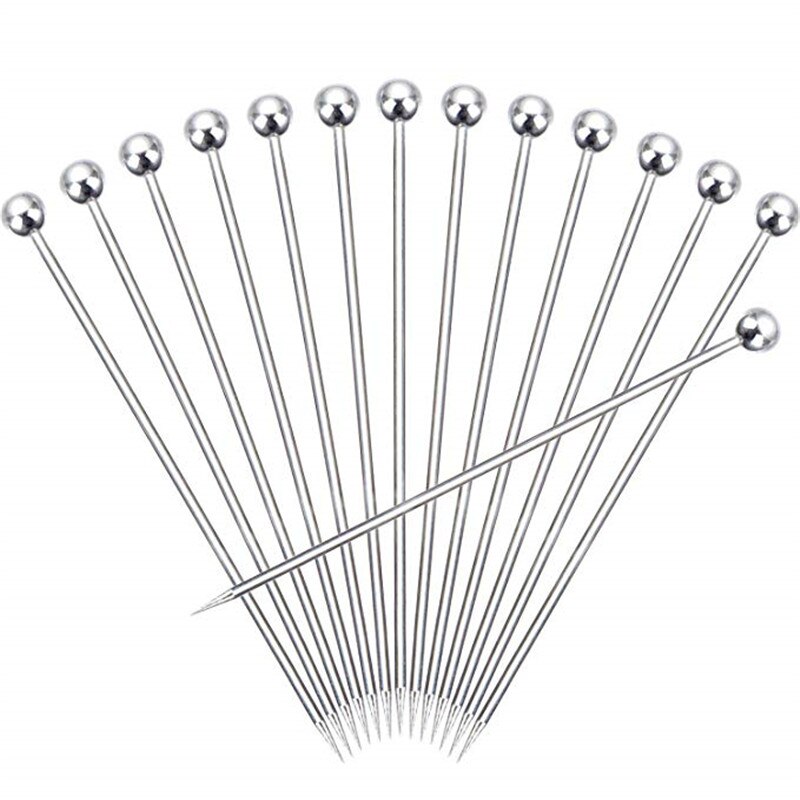 20 Pcs Rvs Cocktail Picks Fruit Sticks, Tandenstokers voor Party Bar Gereedschap Drink Roeren Sticks Martini Picks Party: 20 Pcs Silver