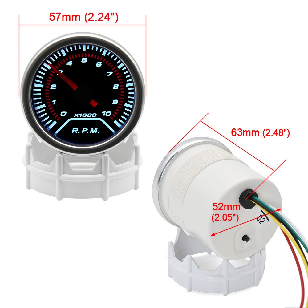 Tacómetro Digital Universal para motocicleta, medidor de Rpm de 0-10000RPM, retroiluminación LCD para coche y camión, 2 ", 52mm, 12V