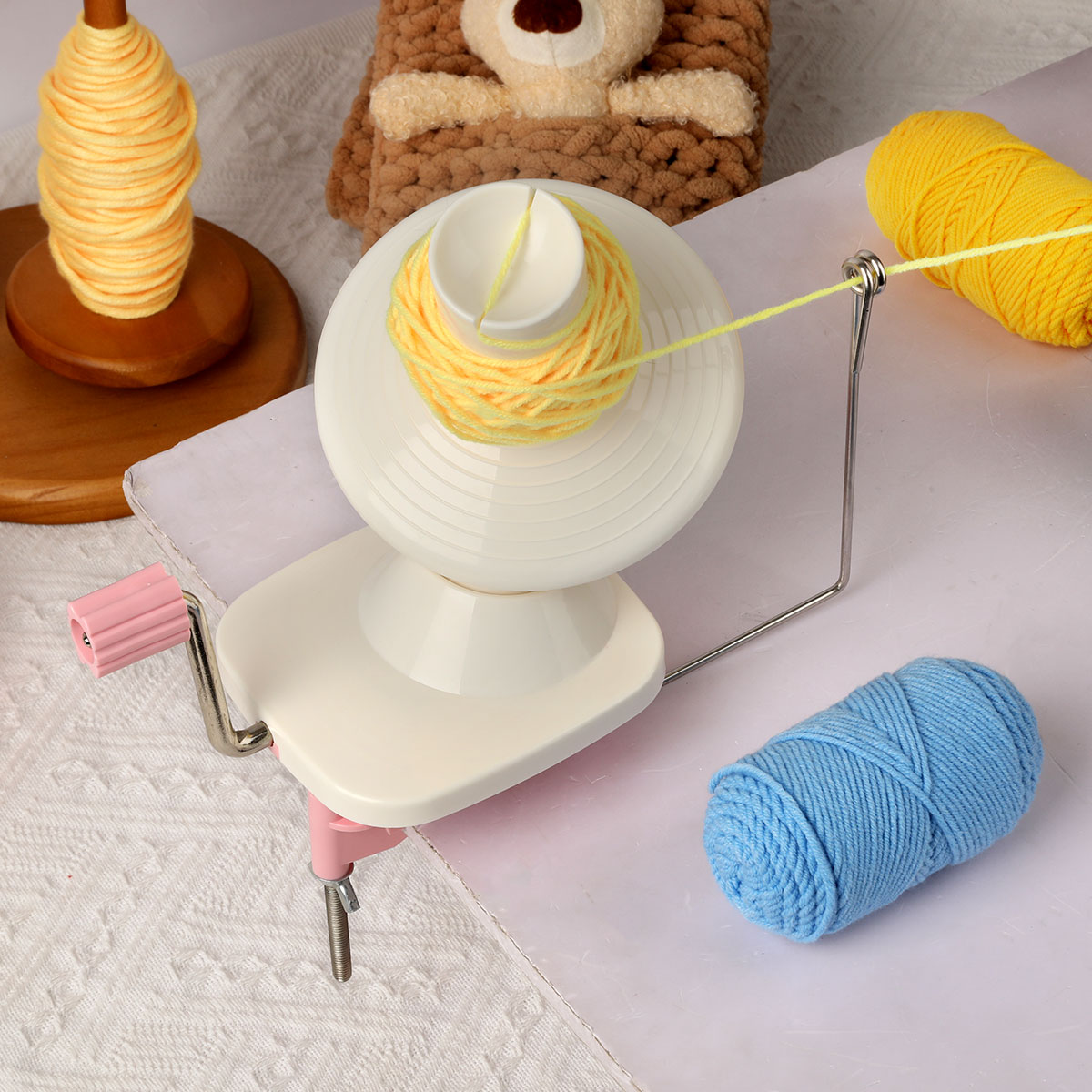 Ręczna nawijarka do przędzy, włókno wełniane, ręczna nawijarka do sznurka, przenośna do samodzielnego szycia i tworzenia akcesoriów