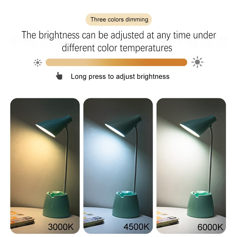 Flexo Led Tafellampen Met Usb Touch Dimbare Led Stand Bureaulamp Leeslamp Moderne Flexibele Studie Lamp Met Pen houder