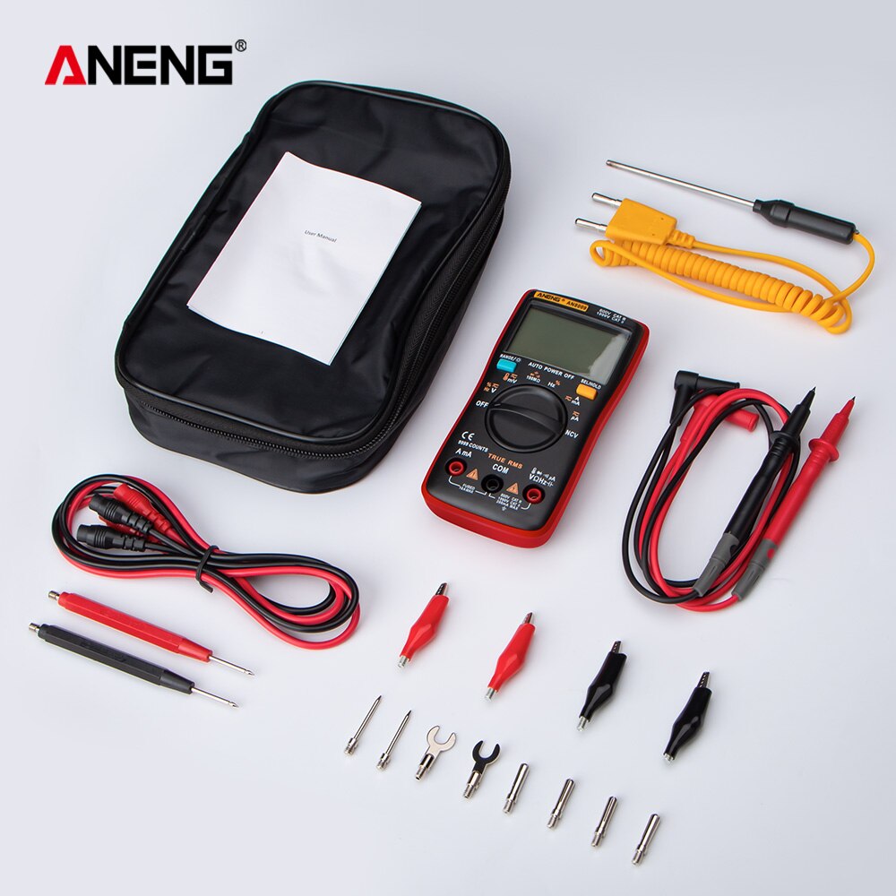 AN8008/AN8009 Digital Multimeter 9999 Counts True-RMS Transistor Capacitor Tester Auto Electrical Rm409b Test Lo Z Temp: AN8009 Pro Red