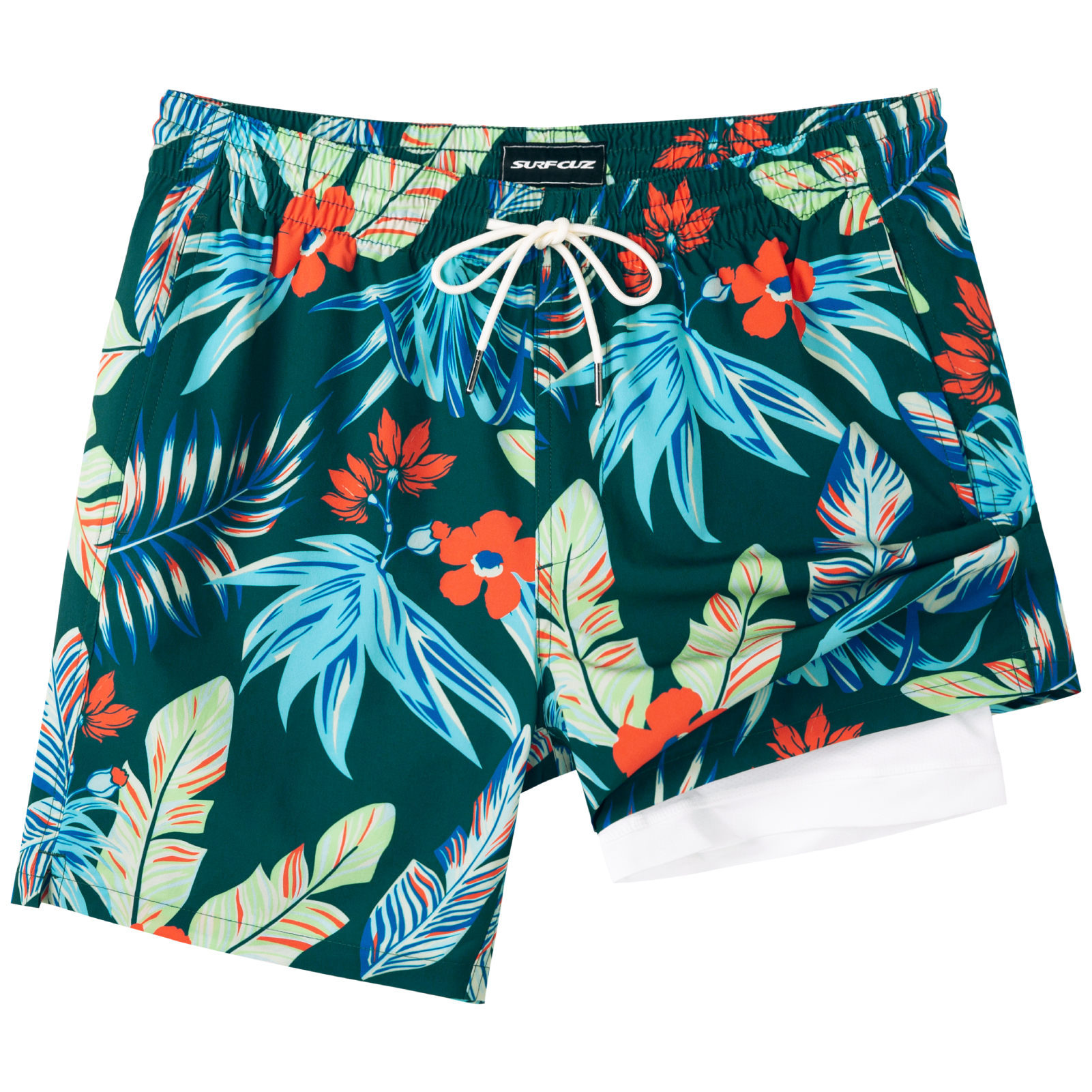 SURF CUZ Mens Swim Trunks with Compression Liner Quick Dry Swim Shorts 7" Swimming Trunks Stretch Bathing Suit Boardshorts