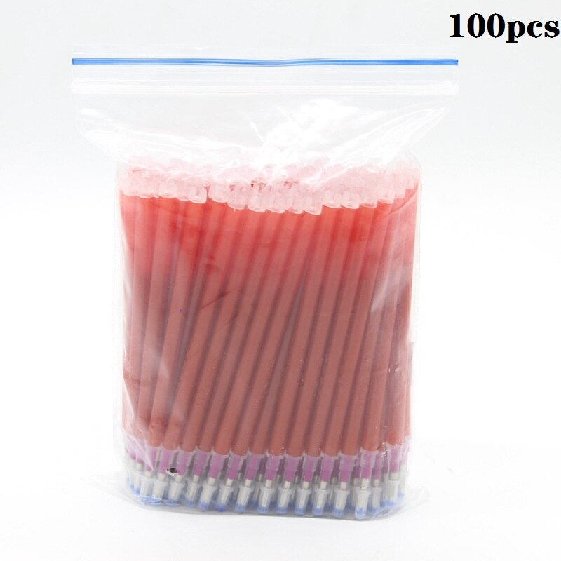 100 stk./pakning varmeindpakning fade-out stofmarkører kuglepen refills høj temperatur forsvindende markører læder beklædningsgenstand bindestreg klipning: Rød