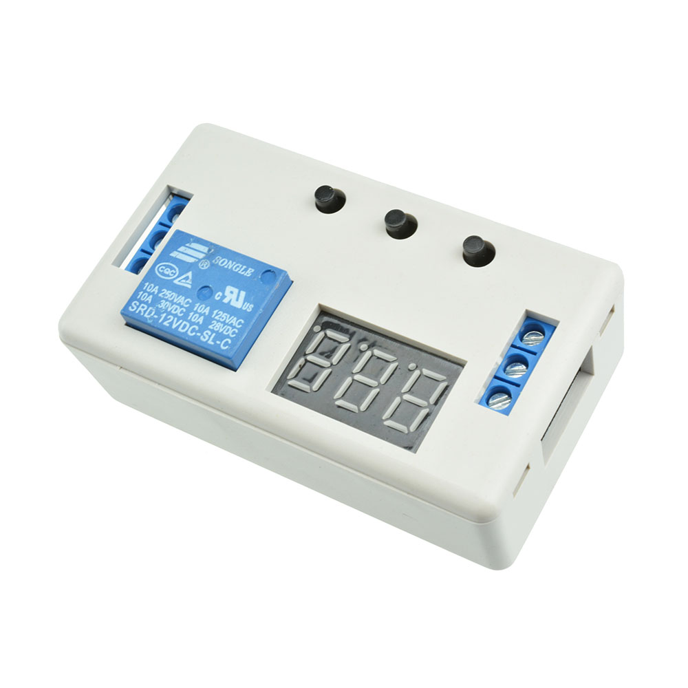 1 Kanal 12 V Steuerung Programmierbare Zeitschaltuhr Triggerzyklusmodul Digitale LED-Anzeige Zeitverzögerungsrelaismodulplatine mit Gehäuse: Bundle1