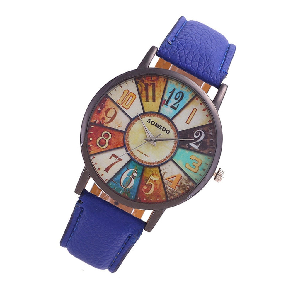 Retro Vrouwen Horloges Persoonlijkheid Dial Casual Lederen Riem Polshorloge Voor Meisjes Mode Quartz Horloge Dames Klok Montre Femme
