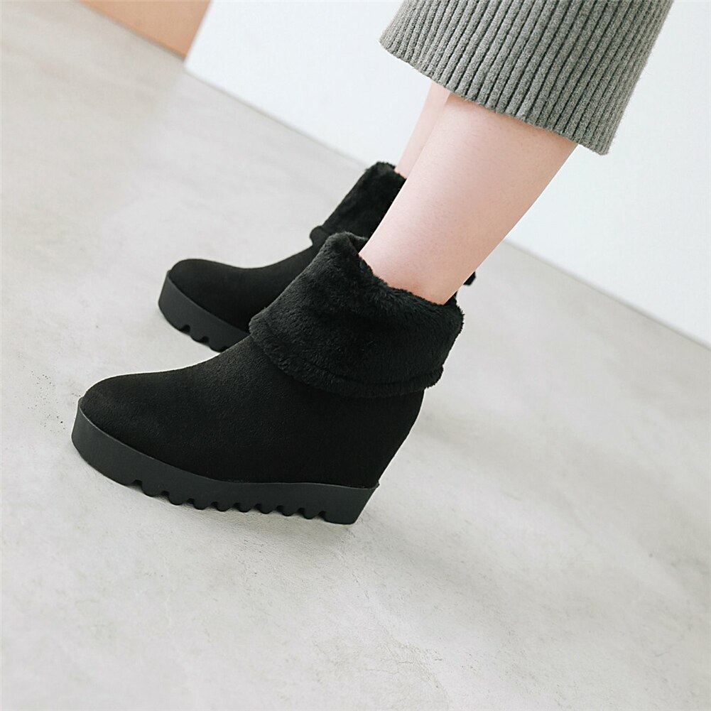Doratasia Vrouwen Snowboots Winter Maat 34-43 Warm Bont Platform Enkellaars Vrouwen Slip-On Lady hoogte Toenemende Schoenen Vrouw