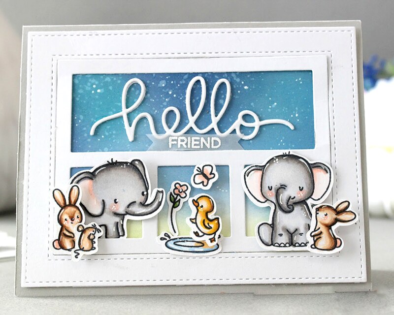 AHcraft Olifant Vrienden Stempel en Metalen Stansmessen voor Fotoalbum Decoratieve Embossing Silicone Clear Stamps winter