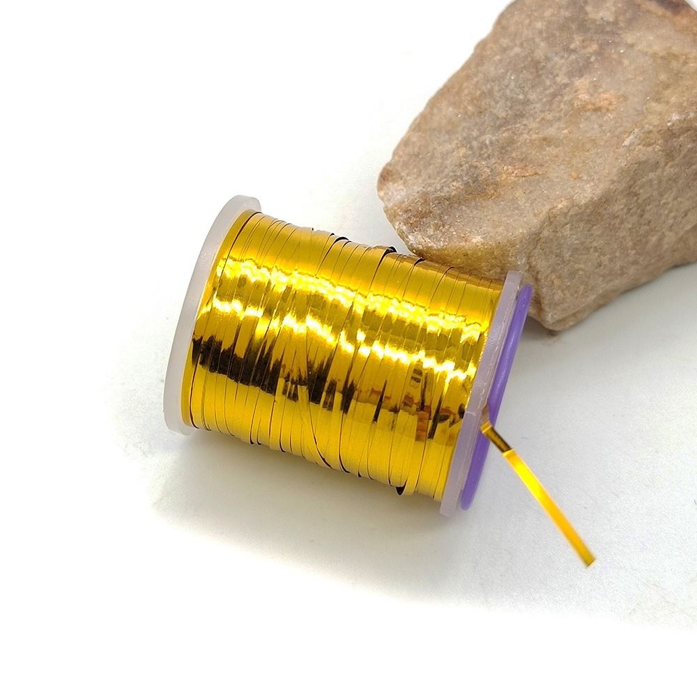 Fiskegrej holografisk flad glimmer 1mm 120 yard nymfetråd små fluebindingsmaterialer glimmer flash streamer fiskefluer: Brun