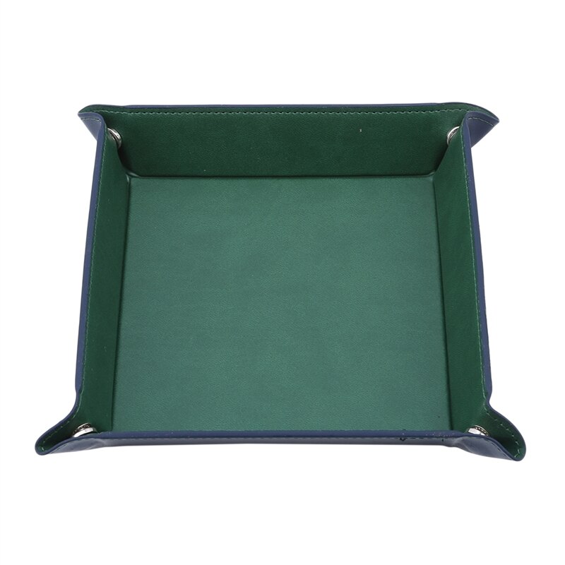 Dice tray hexagonal foldable pu leather flannel tray desktop storage tray Dice Games Storage Portable Rolling Tray Box For Use: Green Style 1