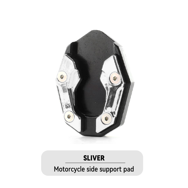 KEVANLY Aluminium Motorcycle Bike Kickstand Extender Voet Zijstandaard Extension Voet Pad Ondersteuning Plaat Motor Accessoire: Zilver
