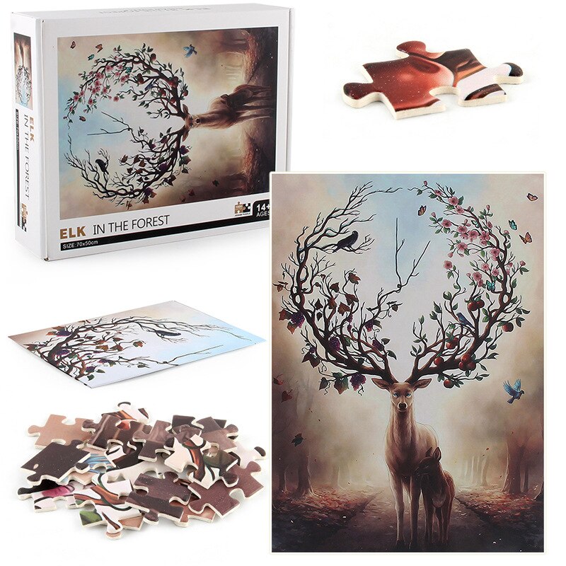 Unique Animal Forest Elk Jigsaw Puzzles Mysterious Puzzle 3D Puzzle For Adults Fabulous Children Toy Animal Puzzle Gif