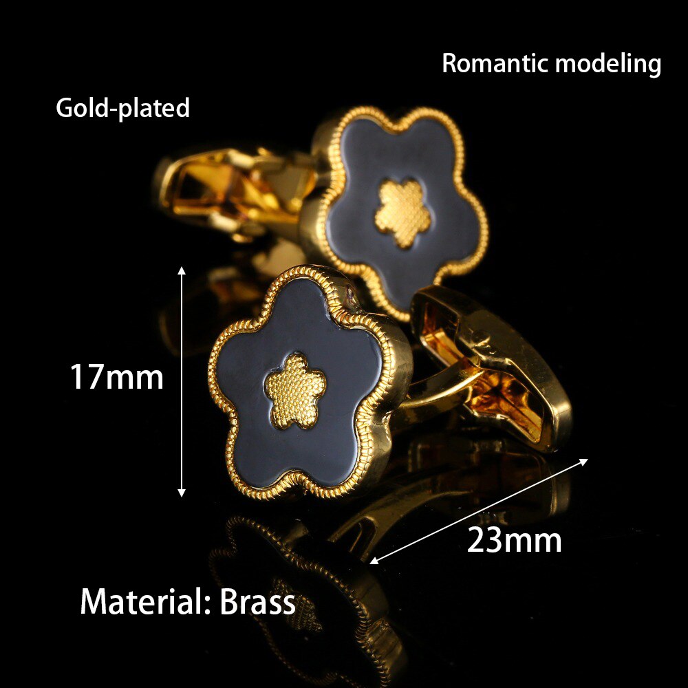 Boutons de manchette de chemise de costume pour hommes dorés de luxe, boutons de manchette de Style fleur pour marié de mariage, d'anniversaire pour père, bijoux