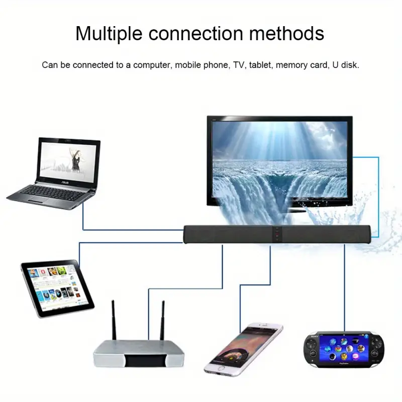 Powerful Soundbar Sound Radio Blaster Bar Audio TV PC Computer Subwoofer Wireless Home Theater Speaker