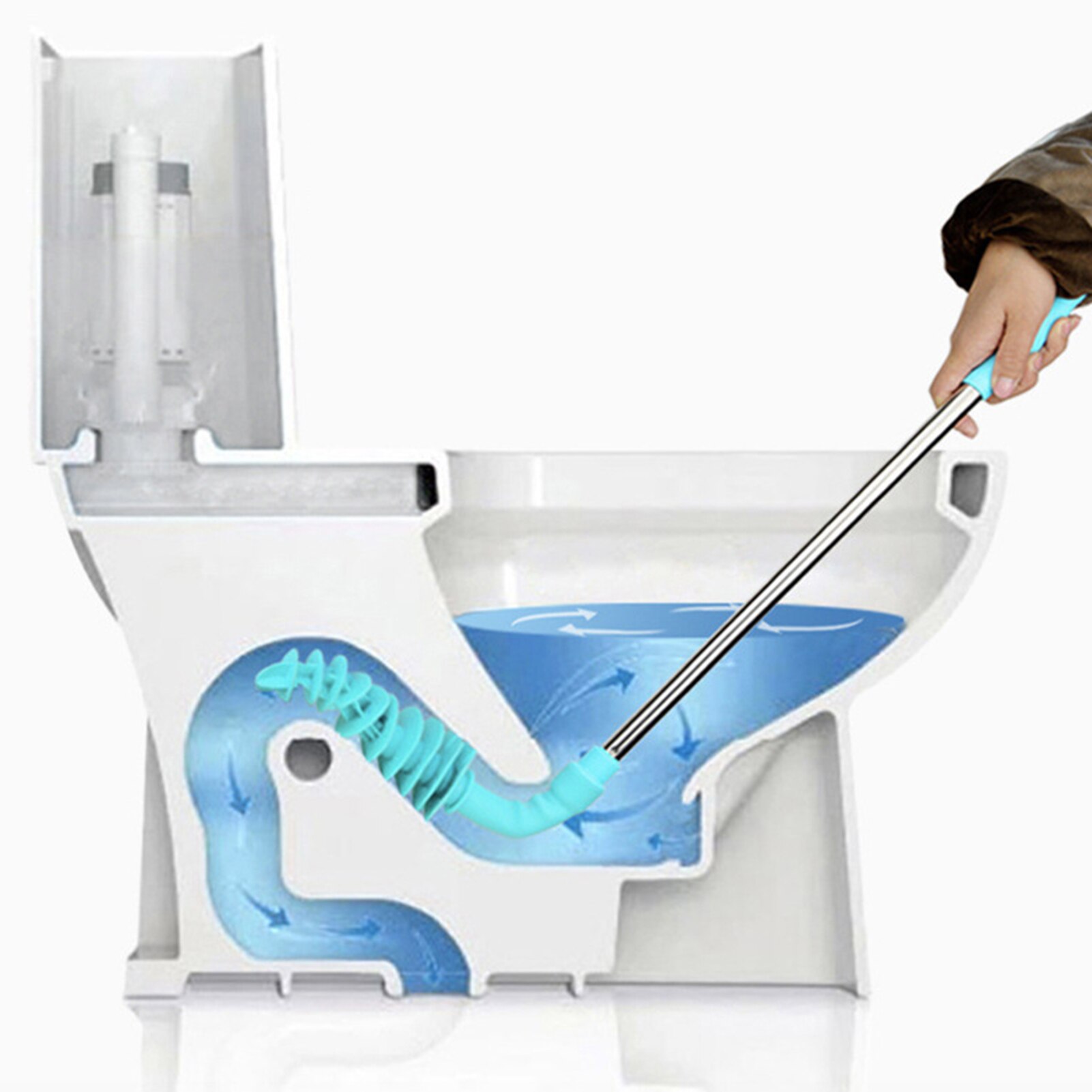 Dock Pipe Dredge Tool Flexible Pickup Drain Auger Toilet Wavy Pneumatic Dredge Air Pressure Blockage Remover Pipe Plunger