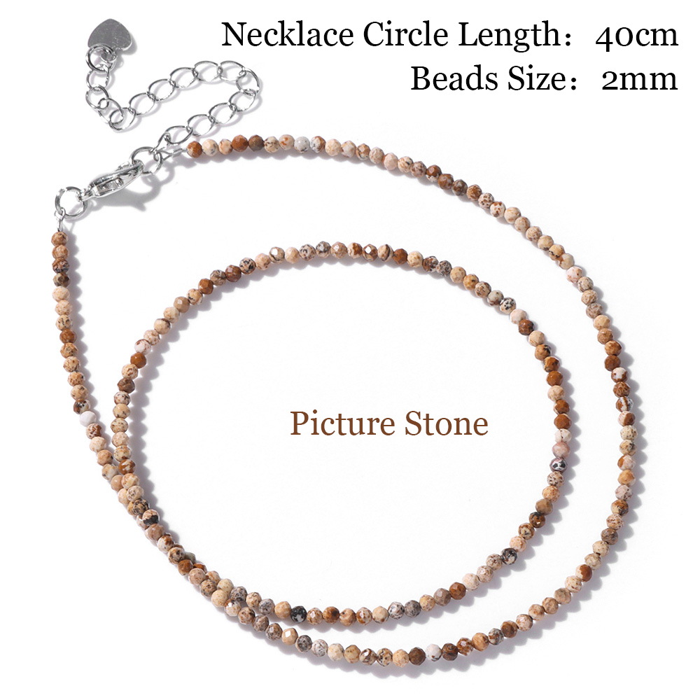 Mini Steen Kralen Ketting 2mm Facet Natuurlijke Agat Quartz Kettingen Vrouwelijke Mode Party Choker voor Vrouwen Meisjes Sieraden