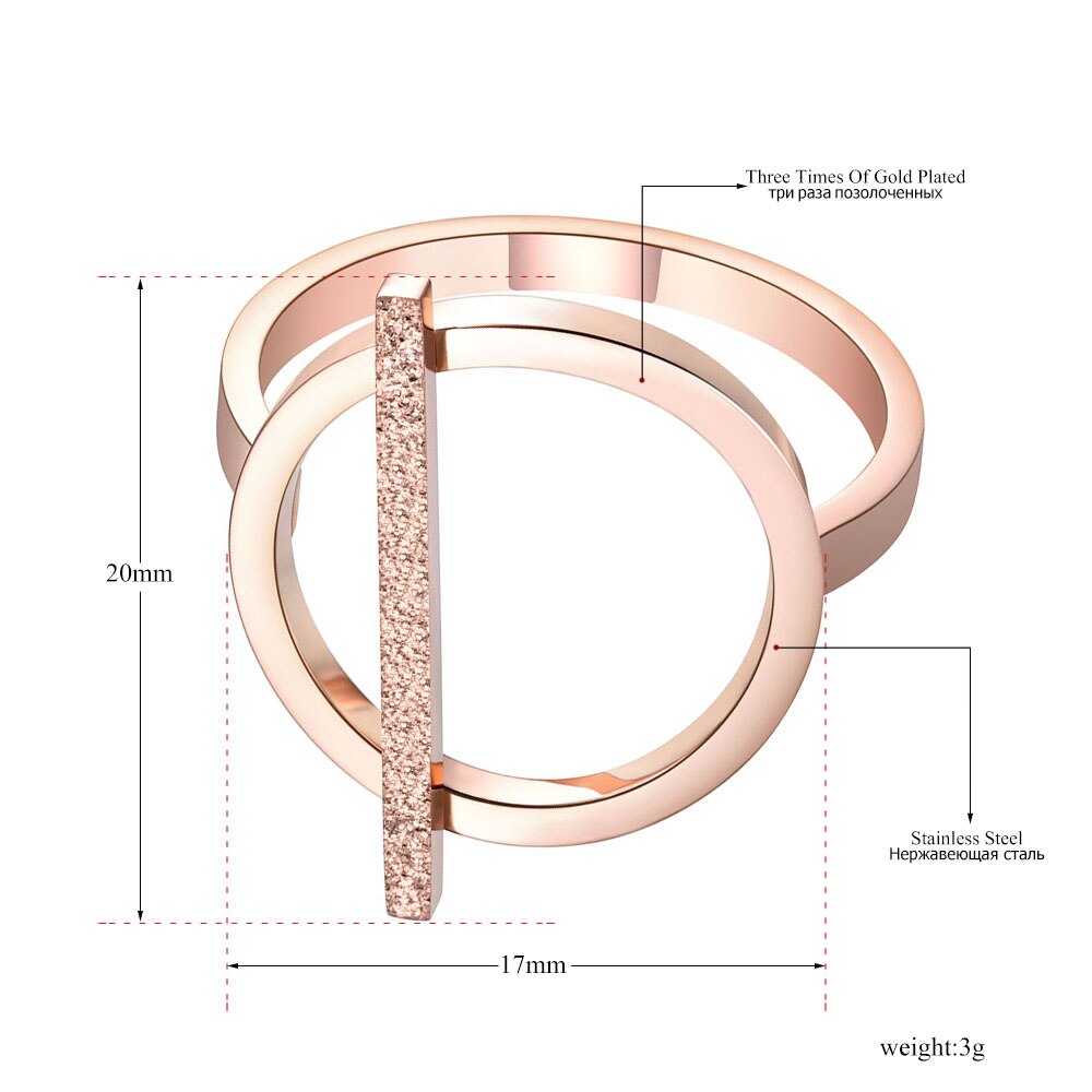 JeeMango OL Stainless Steel Ring Rose Gold Geometric Engagement Wedding Rings For Women Girls Jewelry JR19008