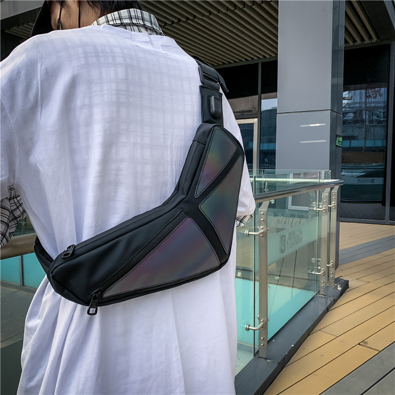 Techwear Colorful Reflective Irregular Crossbody Bags Men Women Harajuku Hip Hop Waist Chest Sling Bag