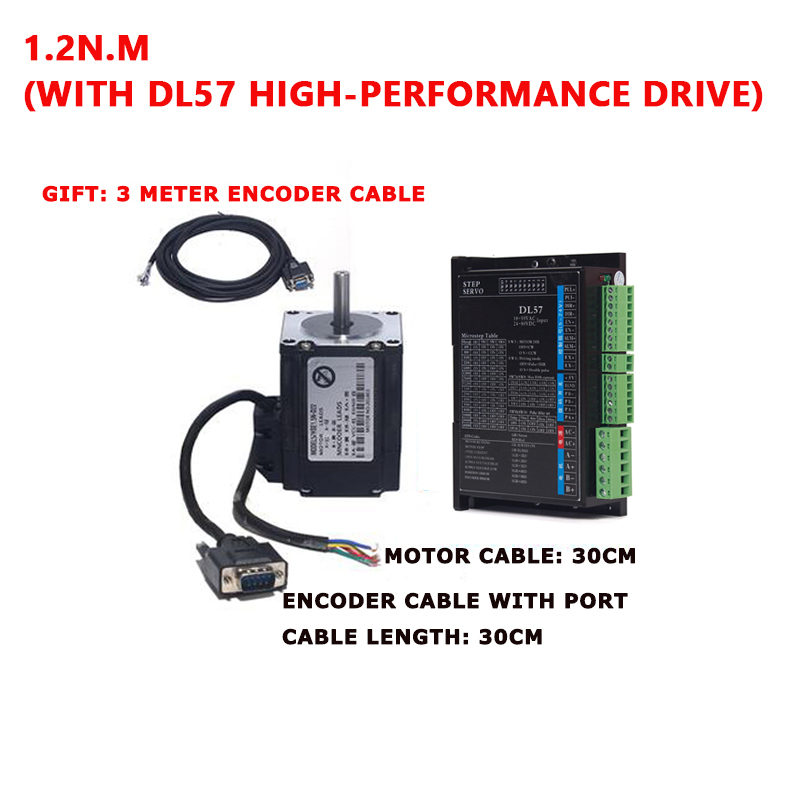 57HSE1.2N+HBS57/DL57 Closed-loop step motor 57 Stepper Motor Driver 1.2nm Servo Motor 1.2NM Hybrid closed loop Nema 23 2-phase.: DL57 Kit
