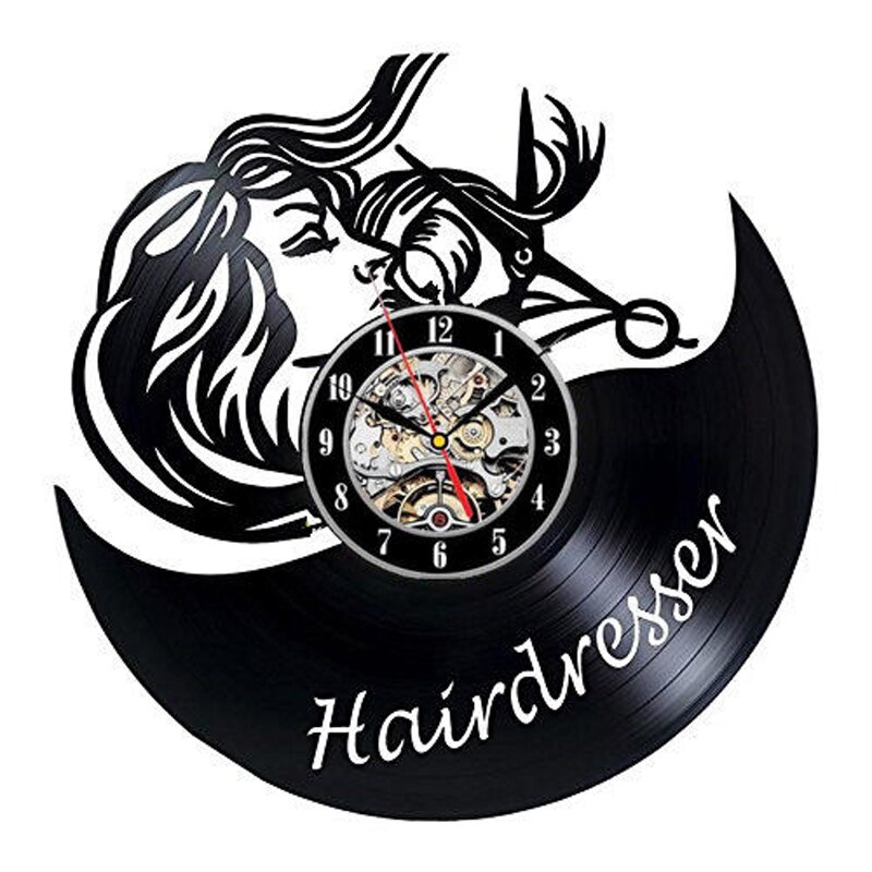 Barbershop Vinyl Record Wandklok Modern Kapper Kapper Klokken Opknoping Muur Horloge voor Kapper Kapsalon: 16