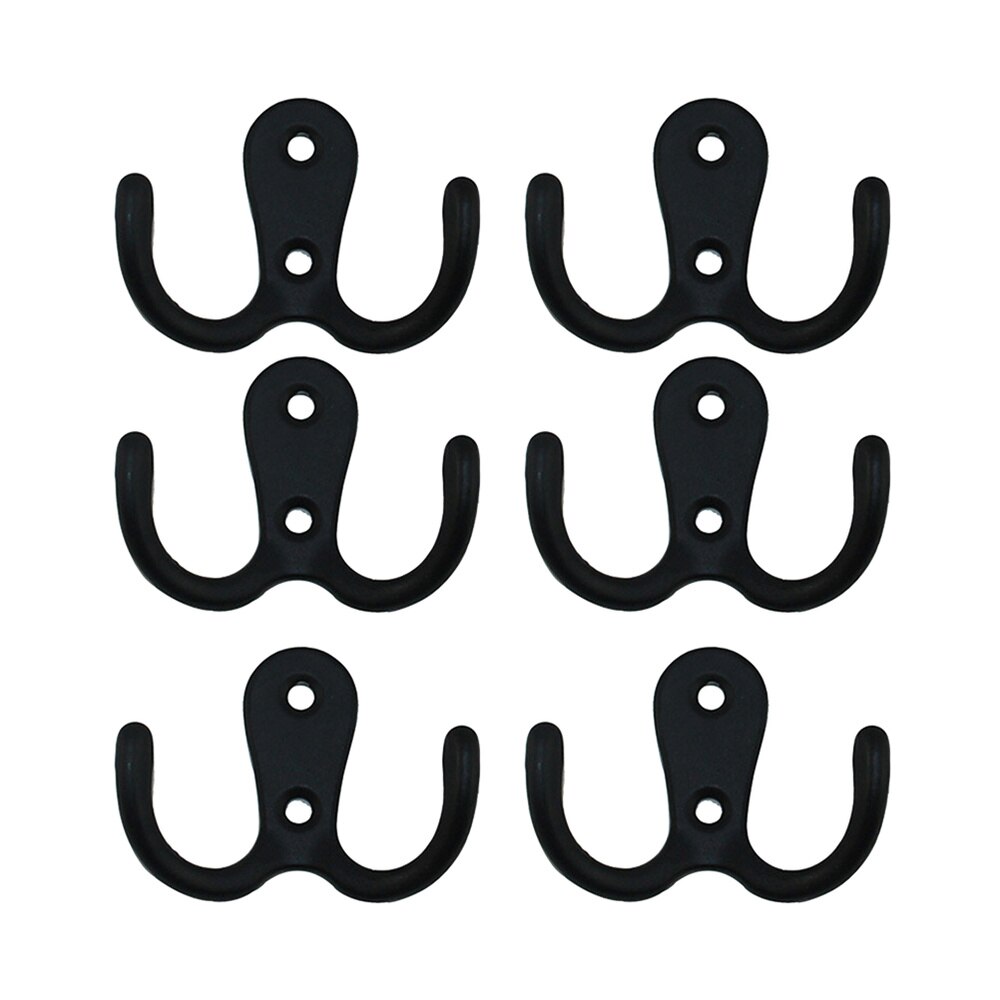 10pcs 2-Pronged Coat Hooks Wall-mounted 2 Hole Towel Hanger for Coats Hats Clothing(Black): Black