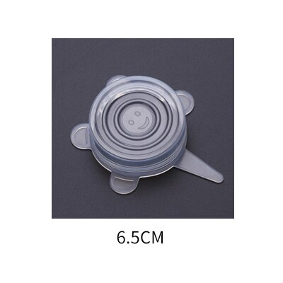6 Pcs Silicone Cover Lids Reusable Fresh Keeping Silicone Stretch Lids Caps For Food Pot Dish Kitchen Accessories: 6.5 cm