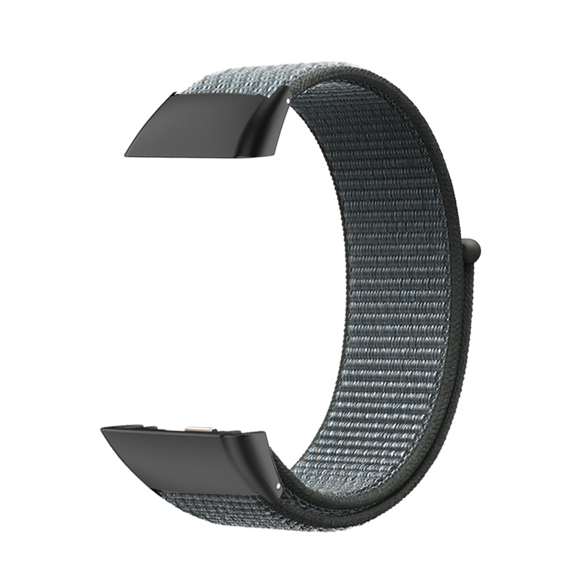 Nylonrem til huawei band 6/6 pro huawei band 6 smartwatch-udskiftningsbælte correa åndbart sportsarmbånd honor band 6- rem: Sort grå / 14mm