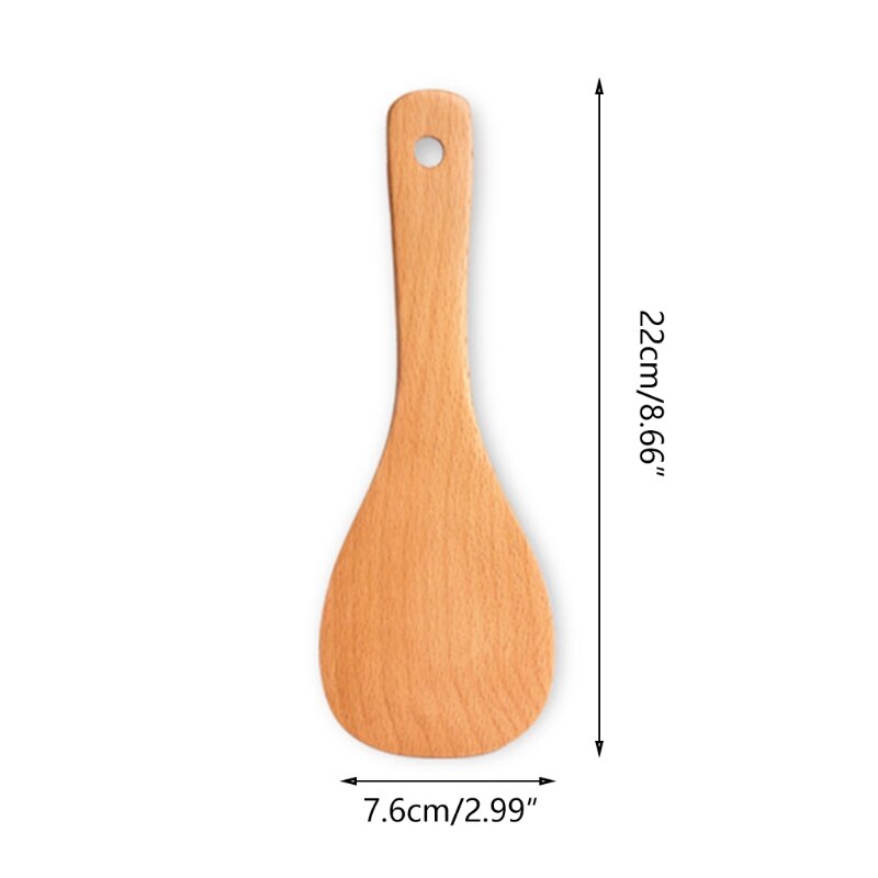 Utensilios de cocina de madera, juego de utensilios de cocina, cuchara de madera Natural, espátula, arroz, sopa, duraderos, sin costuras, antiadherente: 5