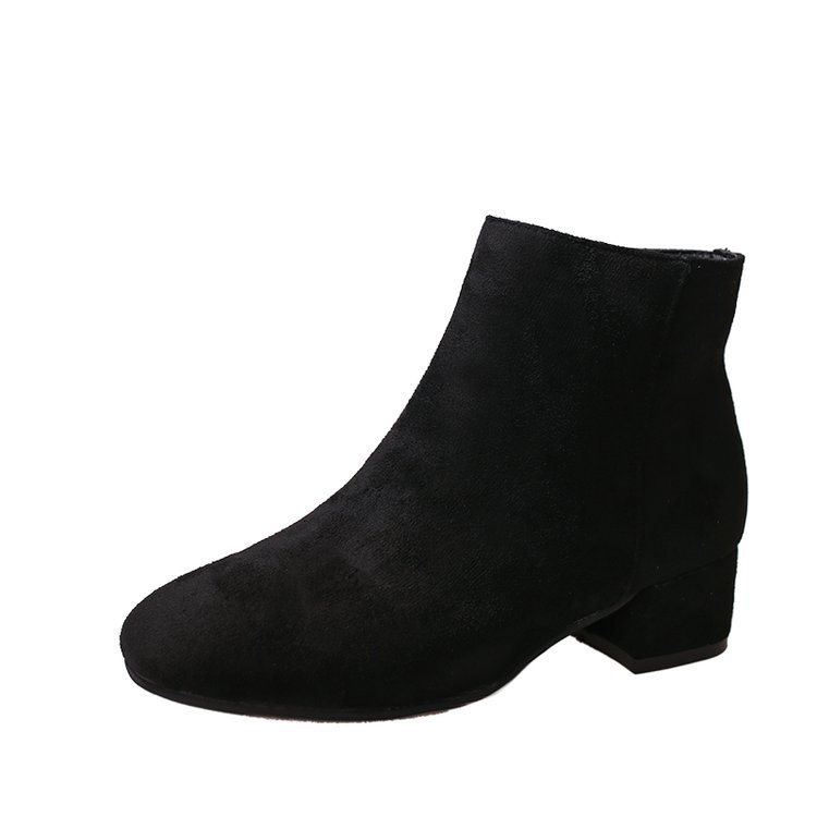 Eagsity mocka chelsea boots kvinnor ankel korta stövlar rund tå dam jobb motorcykel stövlar block häl slip on: Svart / 6.5