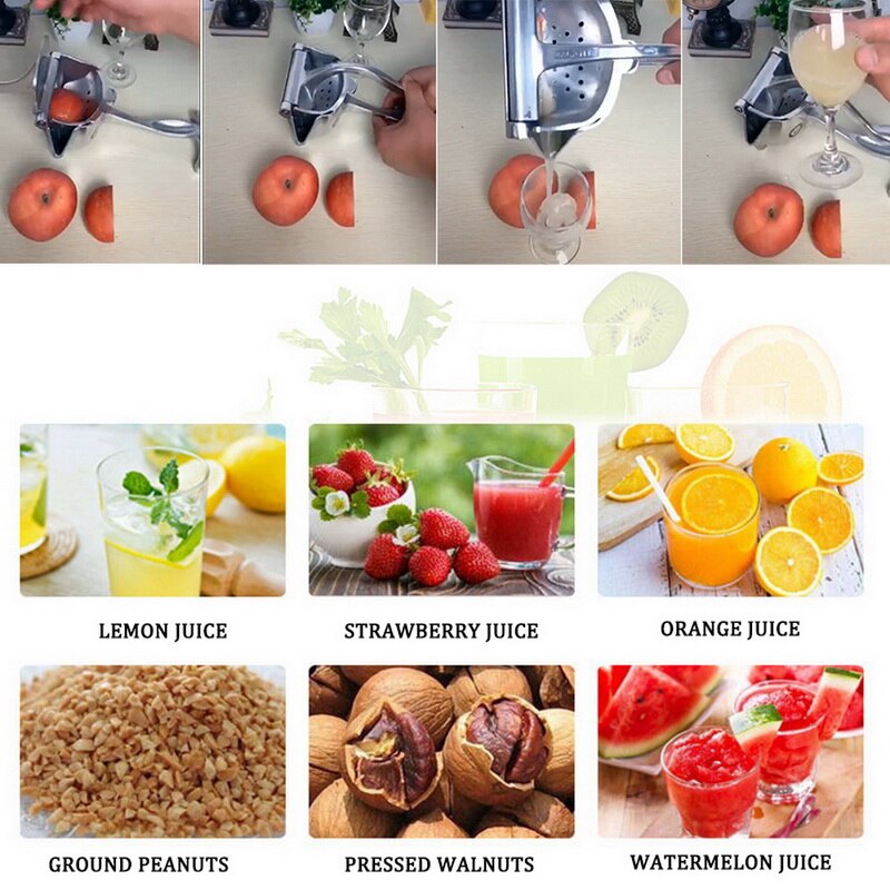 Bærbar citron appelsin manuel frugt juicer rustfrit stål køkken tilbehør værktøj citrus 100%  rå håndpresset juicemaskine