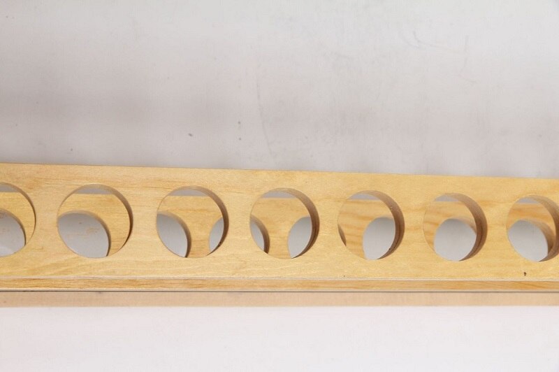 1 stk reagensglasstativ i træ 28mm x12 huller holder støtte burette stativ laboratorie reagensglas stativ hylde laboratorie skoleartikler